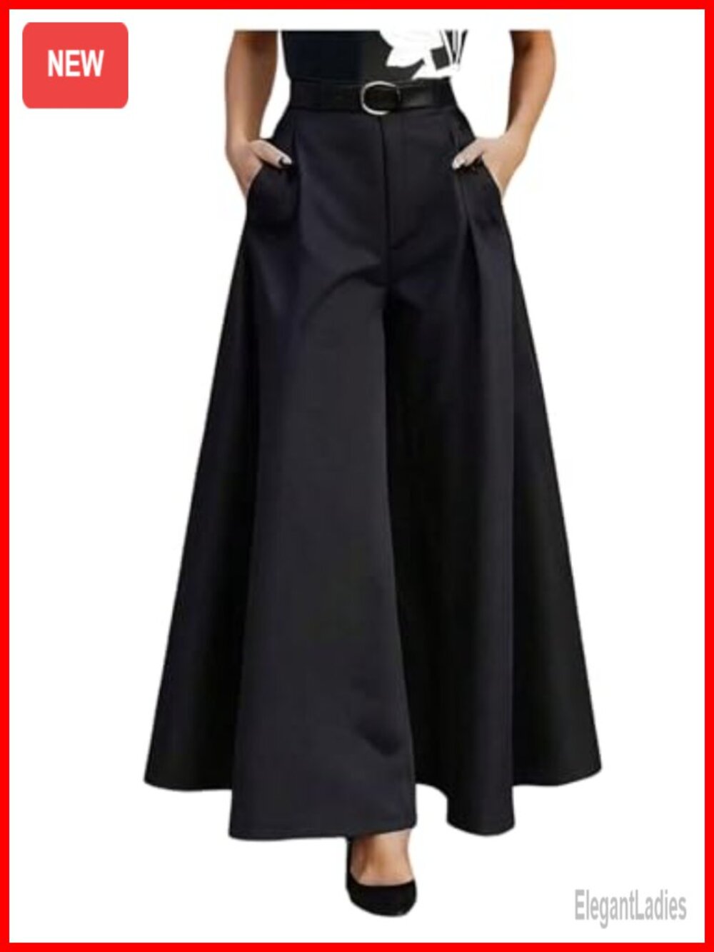 Women's Pleated Flowy Wide Leg High Waisted Dress Pants Business Casual Trousers